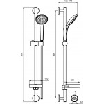 Βέργα ντους 90cm από ορείχαλκο Μ1, με τηλέφωνο & σπιράλ, χρώμα: Χρωμέ επιφάνεια: Γυαλιστερή Βέργες ντους