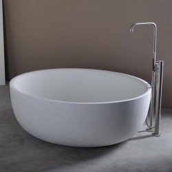 Μπανιέρα ελευθέρας τοποθέτησης 135x135x49 από solid surface επιφάνεια: Ματ, χρώμα: Λευκό χωρίς λαβές