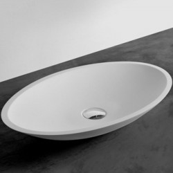 Washbasin Free standing 60x35x9 material: Solid Surface Without hole Without overflow waste cover not included, color: White surface: Matt Free standing