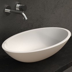 Washbasin Free standing 70x40x9 material: Solid Surface Without hole Without overflow, color: White surface: Matt Free standing