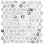Pool mosaic 2,5x2,5 Spain, shape: Hexagon 1st choice, hue: White/Grey Mosaics for pool