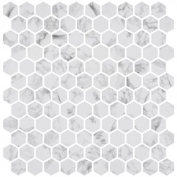 Pool mosaic 5x5 Spain, shape: Hexagon 1st choice, hue: White/Grey Mosaics for pool