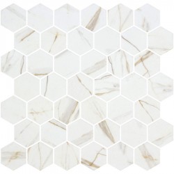 Pool mosaic 5x5 Spain, shape: Hexagon 1st choice, hue: White/Beige
