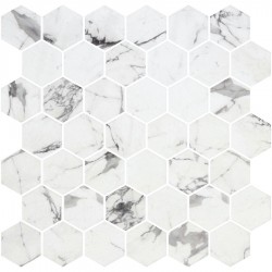 Pool mosaic 5x5 Spain, shape: Hexagon 1st choice, hue: White/Grey