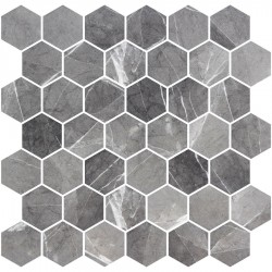 Pool mosaic 28,6x28,4 Spain, shape: Hexagon 1st choice, hue: Dark Grey