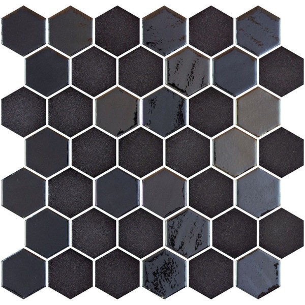 Pool mosaic 5x5 Spain, shape: Hexagon 1st choice, hue: Black Mosaics for pool