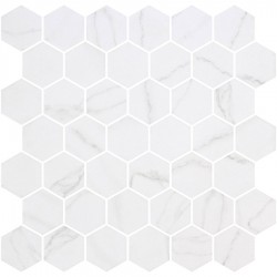 Pool mosaic 5x5 Spain, shape: Hexagon 1st choice, hue: White/Grey Mosaics for pool