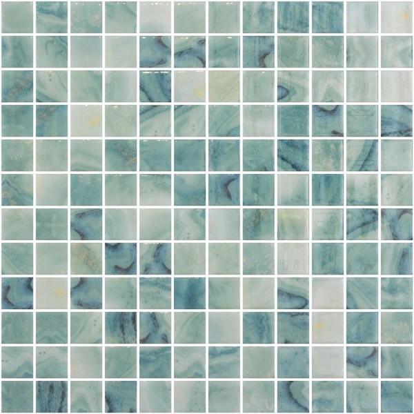 Pool mosaic 2,5x2,5 Spain, shape: Square 1st choice, hue: Green Mosaics for pool