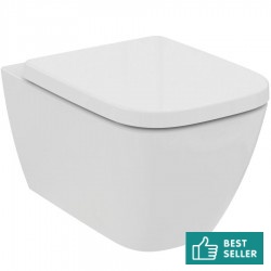 Wall-mounted toilet & toilet seat soft closing, style: Wrapover hidden fixation Rimless rimless 54x35,5 surface: Glossy, color: White
