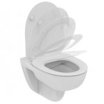 Wall-mounted toilet & toilet seat soft closing, style: Sandwich Rimless Slim 54x36 surface: Glossy, color: White Wall-mounted