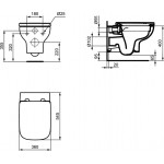 Wall-mounted toilet & toilet seat soft closing, style: Wrapover Rimless 54x36 surface: Glossy, color: White Wall-mounted Wall-mounted toilet & toilet seat soft closing, style: Wrapover Rimless 54x36 surface: Glossy, color: White Wall-mounted