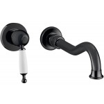 Wash basin tap Wall-mounted concealed - complete set 2 holes material: Brass With push-open waste set, color: Black surface: Matt Wall-mounted - external part Wash basin tap Wall-mounted concealed - complete set 2 holes material: Brass With push-open waste set, color: Black surface: Matt Wall-mounted - external part