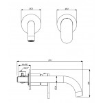 Wash basin tap Wall-mounted concealed - complete set 2 holes material: Brass With push-open waste set 18cm, color: Black surface: Matt Wall-mounted - external part Wash basin tap Wall-mounted concealed - complete set 2 holes material: Brass With push-open waste set 18cm, color: Black surface: Matt Wall-mounted - external part