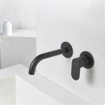 Wash basin tap Wall-mounted concealed - complete set 2 holes material: Brass With push-open waste set 18cm, color: Black surface: Matt Wall-mounted - external part Wash basin tap Wall-mounted concealed - complete set 2 holes material: Brass With push-open waste set 18cm, color: Black surface: Matt Wall-mounted - external part