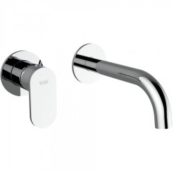 Wash basin tap Wall-mounted concealed - complete set 2 holes material: Brass With push-open waste set 18 cm, color: Chrome surface: Glossy Wall-mounted - external part