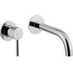 Wash basin tap Wall-mounted concealed - complete set 2 holes material: Brass With push-open waste set 18,5cm, color: Chrome surface: Glossy Wall-mounted - external part