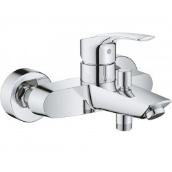 Bathtub tap Wall-mounted exposed material: Brass without hand shower, hose and holder mixer, color: Chrome surface: Glossy Wall-mouned exposed