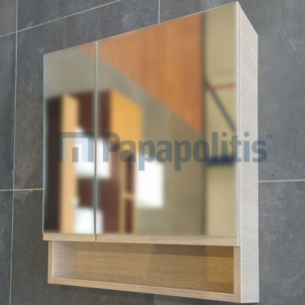 Καθρέπτης, σχήμα: Ορθογώνιο 60x70x15 από ξύλο συνθετικό & ντουλάπι, χρώμα: Ξύλο Οξυά Καθρέπτες μπάνιου