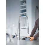 Kitchen tap Deck-mounted material: Brass with shower Long, professional spray, color: Chrome surface: Glossy