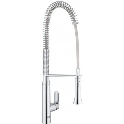 Kitchen tap Deck-mounted material: Brass with shower Long, professional spray, color: Chrome surface: Glossy