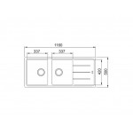 Sink Granite 116,5x50 left / right nested 2 cabinet Onyx, color: Black Granite