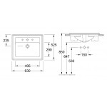 Washbasin Built-in 63x52,5 material: Porcelain With one hole Without overflow Ceramic Plus, color: White surface: Glossy Built-in