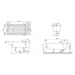 Bathtub Rectangular 180x80 material: Quaryl Quaryl, White Alpin, color: White no grab bars surface: Glossy Rectangular