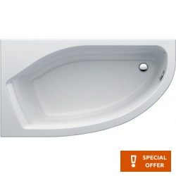 Μπανιέρα ασύμμετρη 160x90 από ακρυλικό αριστερή επιφάνεια: Γυαλιστερή, χρώμα: Λευκό Ασύμμετρες