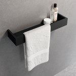 Ράφι με πετσετοθήκη 12x30 από solid surface, χρώμα: Μαύρο επιφάνεια: Ματ