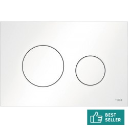 Πλακέτα εντοιχιζόμενου καζανακίου με στρογγυλά μπουτόν από ABS διπλής ενέργειας μηχανικά, χρώμα: Λευκό επιφάνεια: Ματ Πλακέτες