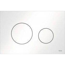 Πλακέτα εντοιχιζόμενου καζανακίου με στρογγυλά μπουτόν από ABS διπλής ενέργειας μηχανικά, χρώμα: Λευκό επιφάνεια: Γυαλιστερή Πλακέτες