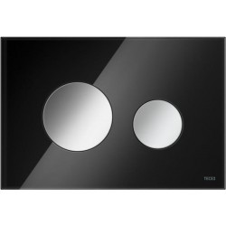 Πλακέτα εντοιχιζόμενου καζανακίου χρωμέ μπουτόν από κρύσταλλο διπλής ενέργειας μηχανικά, χρώμα: Μαύρο επιφάνεια: Γυαλιστερή Πλακέτες