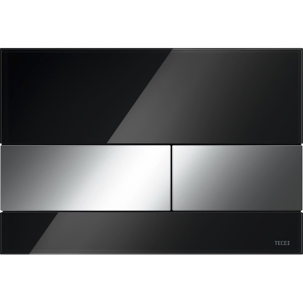 Flush wall plates for concealed cistern Actuation dual flush valve material: Crystal, color: Black surface: Glossy Flush plates