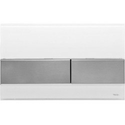 Πλακέτα εντοιχιζόμενου καζανακίου antifinger, inox μπουτόν από κρύσταλλο διπλής ενέργειας μηχανικά, χρώμα: Λευκό επιφάνεια: Γυαλιστερή Πλακέτες