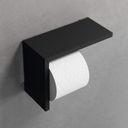 Χαρτοθήκη με ράφι από solid surface 21,2x9,7x16,1, χρώμα: Μαύρο επιφάνεια: Ματ