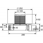 Σχάρα S110, extra flat DN50 10,5cm με σιφώνι δαπέδου από inox 10,5cm, χρώμα: Χρωμέ Σχάρες ντουζιέρας