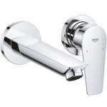 Wash basin tap Wall-mounted concealed - complete set 2 holes material: Brass Without waste New, 17,1 cm, color: Chrome surface: Glossy Wall-mounted - external part