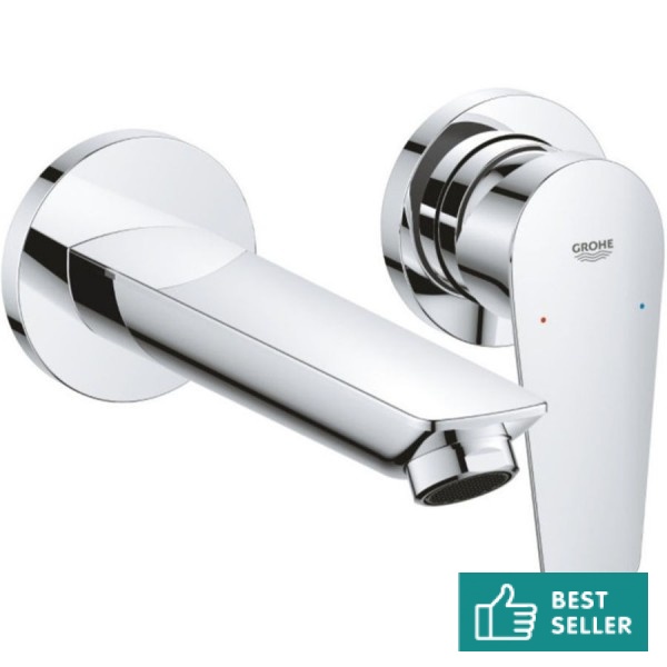 Wash basin tap Wall-mounted concealed - complete set 2 holes material: Brass Without waste New, 17,1 cm, color: Chrome surface: Glossy Wall-mounted - external part