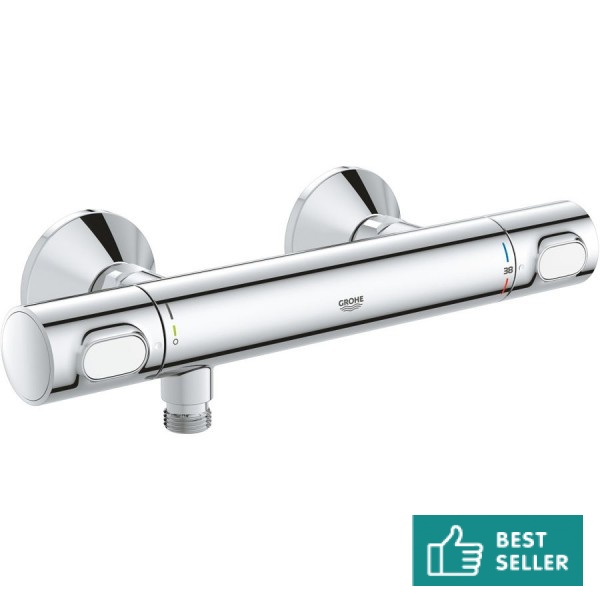Shower tap Wall-mounted exposed material: Brass thermostatic without hand shower, hose and holder, color: Chrome surface: Glossy Wall-mouned exposed Shower tap Wall-mounted exposed material: Brass thermostatic without hand shower, hose and holder, color: Chrome surface: Glossy Wall-mouned exposed