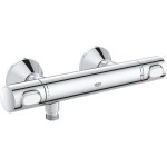 Shower tap Wall-mounted exposed material: Brass thermostatic without hand shower, hose and holder, color: Chrome surface: Glossy Wall-mouned exposed