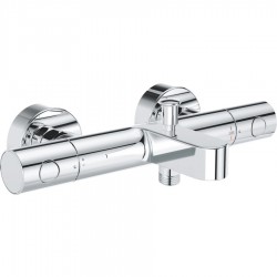 Bathtub tap Wall-mounted exposed material: Brass without hand shower, hose and holder thermostatic, color: Chrome surface: Glossy Wall-mouned exposed