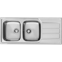 Sink Stainless (Steel) 116x50 material: Inox surface: Matt left / right nested 2 cabinet, color: Chrome Stainless steel