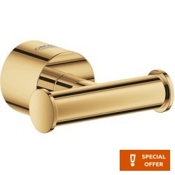 Hook double Flat wall mounted material: Brass cool sunrise, color: Gold surface: Glossy