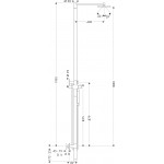 Shower tap with showerpipe and overhead shower Wall-mounted material: Brass thermostatic, color: Chrome surface: Glossy Wall-mounted exposed with showerpipe and overhead shower