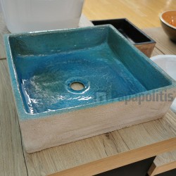 Washbasin Free standing 40x40x11 material: Ceramic Without hole Without overflow, color: White/Blue surface: Glossy Free standing