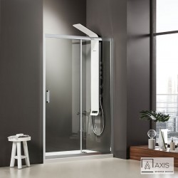 Καμπίνα ντουζιέρας ευθύγραμμη 110x185 6mm συρόμενη κρύσταλλο διαφανές Clear CleanGlass επιφάνεια: Γυαλιστερή, χρώμα: Χρωμέ Ευθύγραμμες