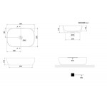 Νιπτήρας ελευθέρας τοποθέτησης 56x39x14 από πορσελάνη χωρίς οπή  χωρίς υπερχείλιση, χρώμα: Λευκό επιφάνεια: Ματ Ελευθέρας τοποθέτησης