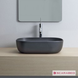 Νιπτήρας ελευθέρας τοποθέτησης 56x39x14 από πορσελάνη χωρίς οπή  χωρίς υπερχείλιση, χρώμα: Μαύρο επιφάνεια: Ματ Ελευθέρας τοποθέτησης