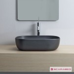 Washbasin Free standing 56x39x14 material: Porcelain Without hole Without overflow, color: Black surface: Matt Free standing Washbasin Free standing 56x39x14 material: Porcelain Without hole Without overflow, color: Black surface: Matt Free standing