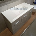 Έπιπλο μπάνιου κομπλέ με νιπτήρα, 100x47x60 από κόντρα πλακέ θαλάσσης επίτοιχου τύπου, χρώμα: Ξύλο Γκρι Έπιπλα μπάνιου κομπλέ